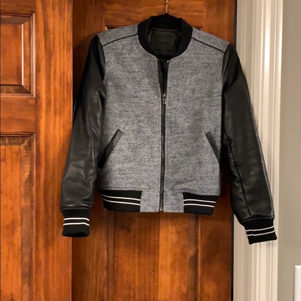 Blank Nyc Wool & Faux Leather Baseball Jacket Gem